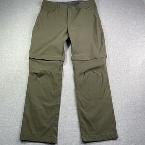 Eddie Bauer Convertible Pants Men's 35x30 Green Tech  Flat Front Pockets Hiking